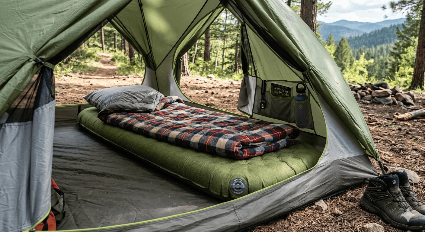 camping mattress in a tent