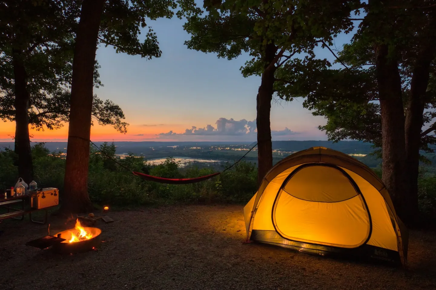setting up campsite